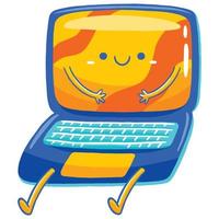 Laptop-Maskottchen im flachen Cartoon-Stil vektor
