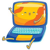 Laptop-Maskottchen im flachen Cartoon-Stil vektor