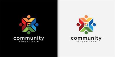 abstrakt grafisk logotyp människor gemenskap, färgglada sociala grupp logotyp design vektor