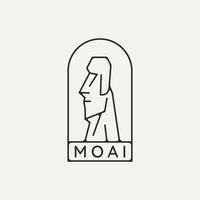 moai skulptur emblem minimalistisk linjekonst logotyp vektor