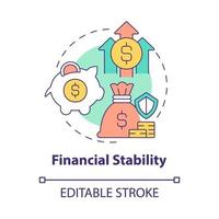 finansiell stabilitet koncept ikon. besparingar för ett välbalanserat liv abstrakt idé tunn linje illustration. isolerade konturritning. redigerbar linje. roboto-medium, otaliga pro-bold typsnitt som används vektor