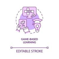 Symbol für spielbasiertes Lernen lila Konzept. Engagement und Motivation. E-Learning abstrakte Idee dünne Linie Abbildung. isolierte Umrisszeichnung. editierbarer Strich. Roboto-Medium, unzählige pro-fette Schriftarten verwendet vektor