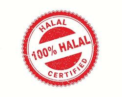 Halal-zertifiziertes Logo, Stempel im Gummistil auf weißem Hintergrund. Rundstempel für Halal-Lebensmittel, Getränke und Produkte vektor