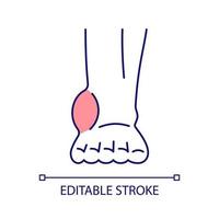 Knöchelentzündung rgb-Farbsymbol. schmerzhafte Schwellung. Fußkrankheit und Trauma. gemeinsame Störung. Arthritis und Arthrose. isolierte vektorillustration. einfache gefüllte Strichzeichnung. editierbarer Strich vektor