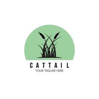 cattails logotyp vektor illustration design vintage linjär