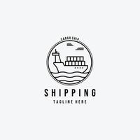 Linie Kunst Schifffahrt Frachtschiff Logo Vektor Illustration Design-Ikone