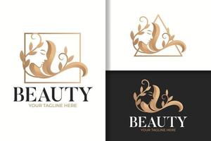 weibliche Schönheit Frau natürliches Vintage-Gold-Logo vektor