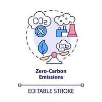noll-koldioxidutsläpp koncept ikon. kärnenergi fördel abstrakt idé tunn linje illustration. släpper ut mindre strålning i miljön. vektor isolerade kontur färgritning. redigerbar linje