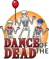 Skelettgeist mit Tanz des toten Logos für Halloween vektor