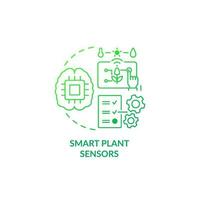 Symbol für grünes Farbverlaufskonzept für intelligente Pflanzensensoren. sich um Zimmerpflanzen kümmern abstrakte Idee dünne Linie Illustration. innovatives Gartenzubehör. isolierte Umrisszeichnung. Unzählige pro-fette Schriftarten werden verwendet vektor