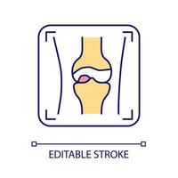 RGB-Farbsymbol für Röntgentests. ärztliche Untersuchung und Untersuchung. Röntgenbild von Knieknochen und Gelenk. interne Körperaufnahme. isolierte Vektorillustration. einfache gefüllte Strichzeichnung. editierbarer Strich vektor