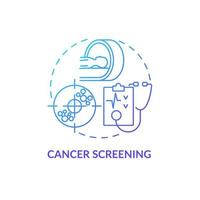 cancer screening blå gradient koncept ikon. årlig medicinsk kontroll abstrakt idé tunn linje illustration. karcinom och förebyggande av tumörer. klinisk undersökning. vektor isolerade kontur färgritning