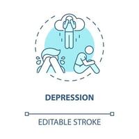 Symbol für das blaue Konzept der Depression. Hassrede Effekt abstrakte Idee dünne Linie Illustration. anhaltendes Traurigkeitsgefühl. Stimmungsschwankung. Vektor isolierte Umrissfarbe Zeichnung. editierbarer Strich