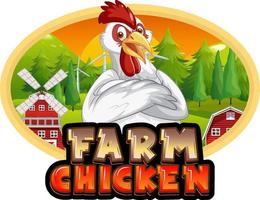 gård kyckling seriefigur logotyp vektor