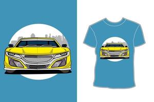gelber sportwagen-hochgeschwindigkeitsillustrationst-shirt-entwurf vektor