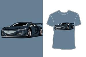 Illustrationst-shirt Entwurf des dunkelblauen Sportautos moderner vektor