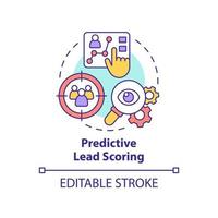 Symbol für das prädiktive Lead-Scoring-Konzept. automatisierter Prozess. ai-nutzung im marketing abstrakte idee dünne linienillustration. isolierte Umrisszeichnung. editierbarer Strich. Arial, unzählige pro-fette Schriftarten verwendet vektor