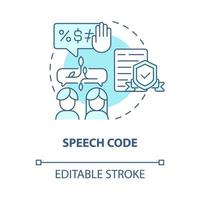 Symbol für das blaue Konzept des Sprachcodes. Beschränkung der öffentlichen Kommunikation abstrakte Idee dünne Linie Illustration. beleidigende Sprache bekämpfen. Vektor isolierte Umrissfarbe Zeichnung. editierbarer Strich