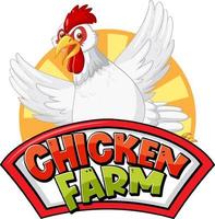 kycklingfarm banner med vit kyckling seriefigur vektor
