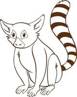 lemur i doodle enkel stil på vit bakgrund vektor