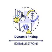 Symbol für dynamisches Preiskonzept. Marketingstrategie abstrakte Idee dünne Linie Illustration. Preisanpassung. isolierte Umrisszeichnung. editierbarer Strich. Roboto-Medium, unzählige pro-fette Schriftarten verwendet vektor