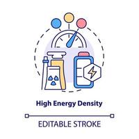 hög energitäthet koncept ikon. kärnenergi fördel abstrakt idé tunn linje illustration. Kärnkraftverk. förbättra systemets funktionalitet. vektor isolerade kontur färgritning. redigerbar linje