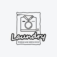 T-Shirt Logo Vektor Design Illustration Strichzeichnungen, Wäschereigeschäft, einfaches Logo, Vektorwäscherei