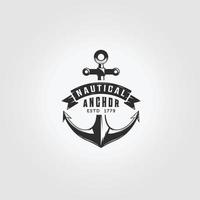 Vintage-Anker-Logo-Vektor-Illustration-design. nautisches ozeankonzept. Abenteuer und Reisen mit einer Yacht vektor