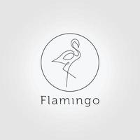 minimal emblem flamingo logotyp linjekonst ikon logotyp vektor illustration design