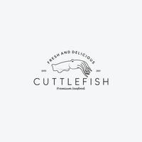 bläckfisk restaurang logotyp vektor illustration design line art fisk