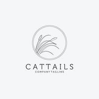 line art cattails logotyp vektor designillustration, blominspiration, smart reed logotyp