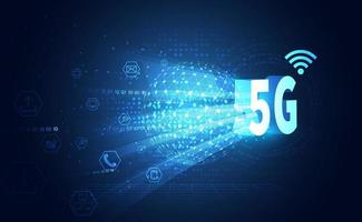 5g drahtlose Internet-Technologie-Konzepthintergrund-WLAN-Kommunikationsverbindung und Symbolgeschäft mit Hochgeschwindigkeits-Innovationsverbindungs-Vektorillustration des globalen Netzwerks. vektor