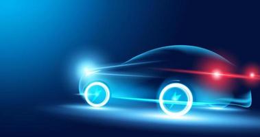 abstrakt hastighet elbilar i illustrationen, elbilar drivs av elektrisk energi. framtida energi.på blå bakgrund vektor