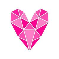Vektorrosa Herz in einem modernen geometrischen Stil. Vektorillustration für Ihr Grafikdesign. geometrisches Logo in Form eines Herzens. designelemente für den valentinstag. vektor