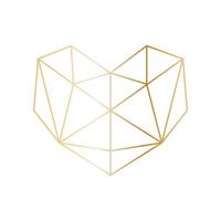 vektor gyllene hjärta i modern geometrisk stil. vektor illustration för din grafiska design. geometrisk logotyp ikon i form av ett hjärta. designelement för alla hjärtans dag.