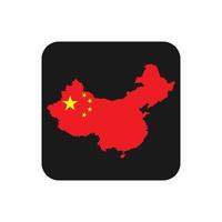 Kina karta silhuett med flagga på svart bakgrund vektor