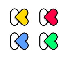 bokstaven k-logotyp, kärlekslogotyp vektor