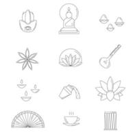 indische symbole, dünne linien und pixelperfekte symbole vektor