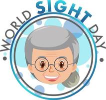 World sight day word logotyp med gammal kvinna ansikte vektor