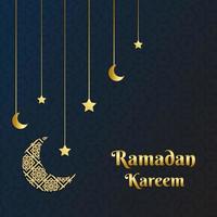 Fröhliches Ramadan-Kareem-Design mit Halbmond und Sternen. ramadan kareem schablonenvektorillustration. vektor