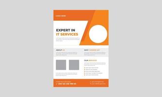 mall för flygblad för it service och hantering, flygblad för teknisk reparationscenter, design av broschyr för virtuell it-tjänstaffisch. vektor
