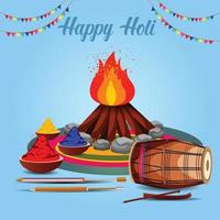 Illustration des abstrakten, farbenfrohen, fröhlichen Holi-Hintergrundkartendesigns für das Farbfest der indischen Feiergrüße vektor