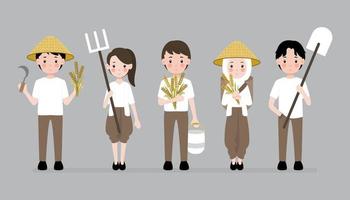 Sammlung von indonesischen Bauern Charakter Vektor flaches Konzept