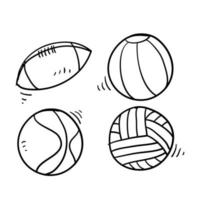 handgezeichnete Doodle-Ballsport-Sammlung Symbol isoliert Hintergrund vektor