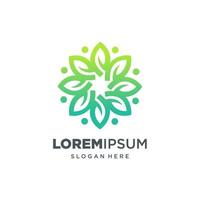 abstraktes grünes Baumblattblumen-Logo-Icon-Design vektor