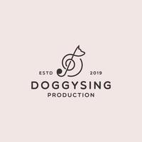 hund sjunger logotyp design. anteckning med hund ikon logotyp vektor illustration