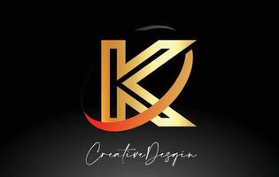 Umriss Buchstabe k Logo-Design in schwarzen und goldenen Farben Vektorsymbol vektor
