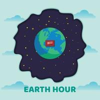 illustration av en earth hour med en bakgrund mellan natt och dag vektor