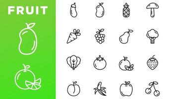 Obst-Icon-Set Linienstil Vektor für Ihr Design