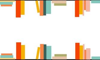 Vektordesign von Wandregalen mit verschiedenen Büchern. Zeit zu lesen. eine Reihe von Büchern, Literatur, Wörterbüchern, Notizbüchern und Enzyklopädien. Farbflache Illustration auf einem isolierten weißen Hintergrund. vektor